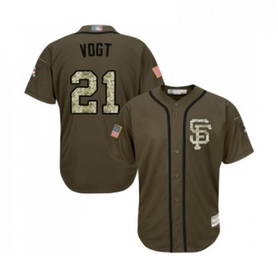 Youth San Francisco Giants 21 Stephen Vogt Authentic Green Salute to Service Baseball Jersey