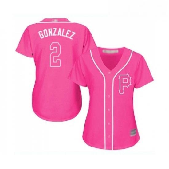 Womens Pittsburgh Pirates 2 Erik Gonzalez Replica Pink Fashion Cool Base Baseball Jersey