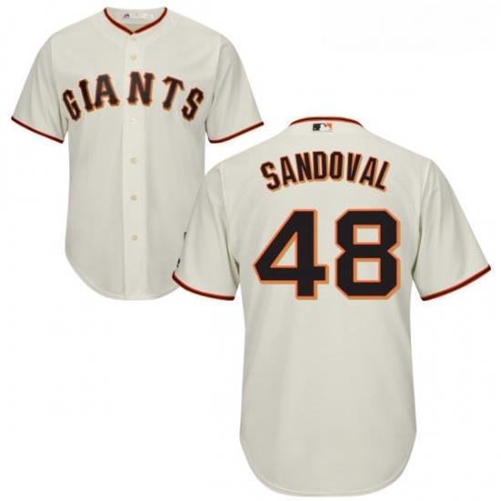 Youth Majestic San Francisco Giants 48 Pablo Sandoval Authentic Cream Home Cool Base MLB Jersey