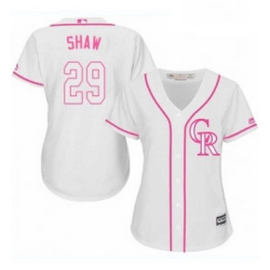 Womens Majestic Colorado Rockies 29 Bryan Shaw Authentic White Fashion Cool Base MLB Jersey