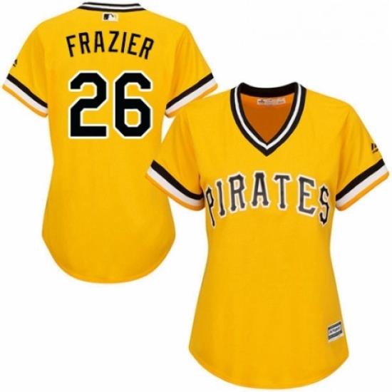 Womens Majestic Pittsburgh Pirates 26 Adam Frazier Replica Gold Alternate Cool Base MLB Jersey