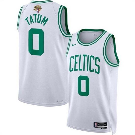 Men Boston Celtics 0 Jayson Tatum White 2024 Finals Association Edition Stitched Basketball Jersey