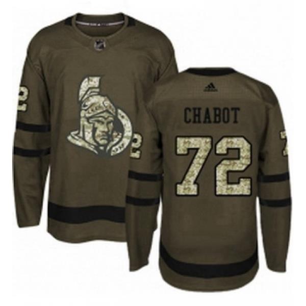 Mens Adidas Ottawa Senators 72 Thomas Chabot Authentic Green Salute to Service NHL Jersey