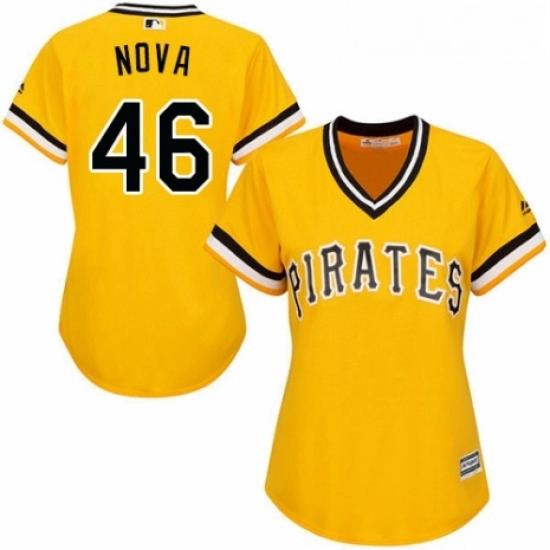 Womens Majestic Pittsburgh Pirates 46 Ivan Nova Authentic Gold Alternate Cool Base MLB Jersey