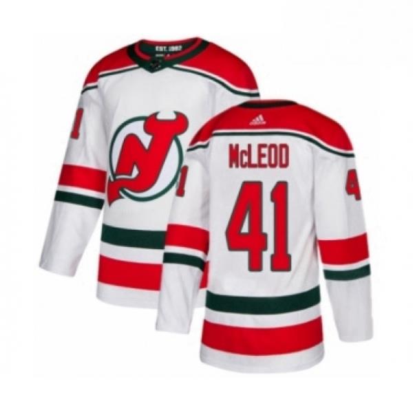 Mens Adidas New Jersey Devils 41 Michael McLeod Authentic White Alternate NHL Jersey