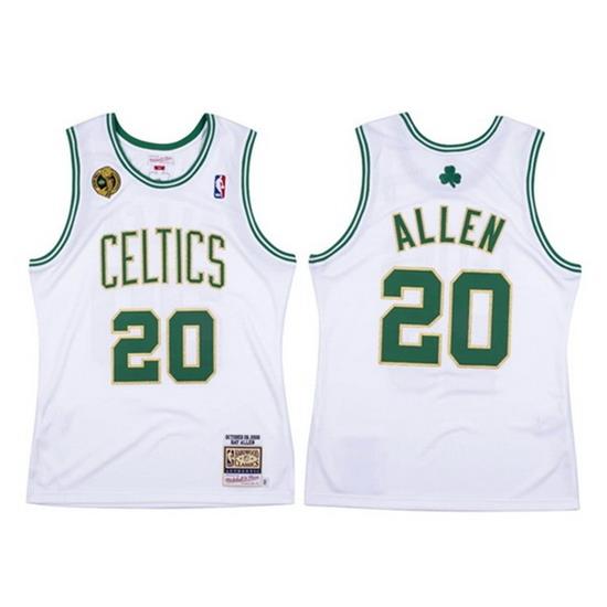 Men Boston Celtics 20 Ray Allen White Throwback 2008 09 Stitched Jersey