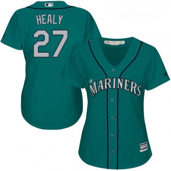 Womens Majestic Seattle Mariners 27 Ryon Healy Authentic Teal Green Alternate Cool Base MLB Jersey