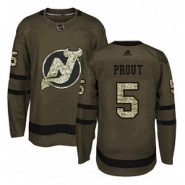 Mens Adidas New Jersey Devils 5 Dalton Prout Authentic Green Salute to Service NHL Jersey