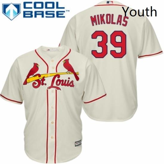 Youth Majestic St Louis Cardinals 39 Miles Mikolas Replica Cream Alternate Cool Base MLB Jersey