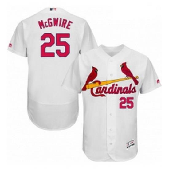 Mens Majestic St Louis Cardinals 25 Mark McGwire White Home Flex Base Authentic Collection MLB Jersey