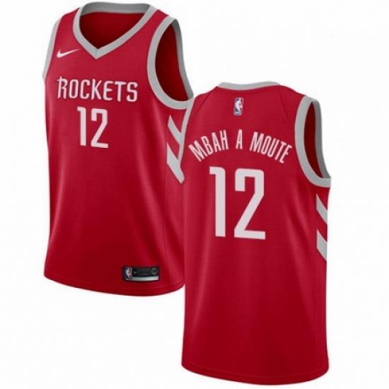 Mens Nike Houston Rockets 12 Luc Mbah a Moute Swingman Red Road NBA Jersey Icon Edition