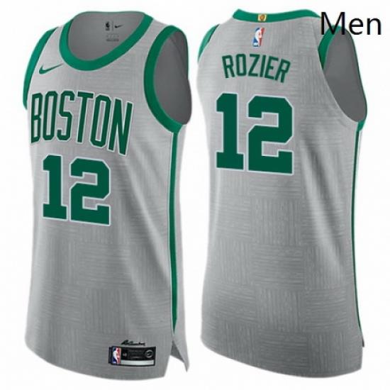 Mens Nike Boston Celtics 12 Terry Rozier Authentic Gray NBA Jersey City Edition