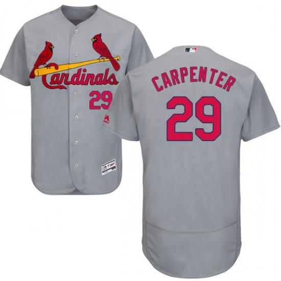 Mens Majestic St Louis Cardinals 29 Chris Carpenter Grey Road Flex Base Authentic Collection MLB Jersey