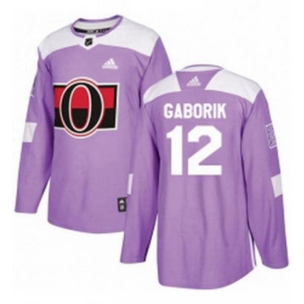 Mens Adidas Ottawa Senators 12 Marian Gaborik Authentic Purple Fights Cancer Practice NHL Jersey