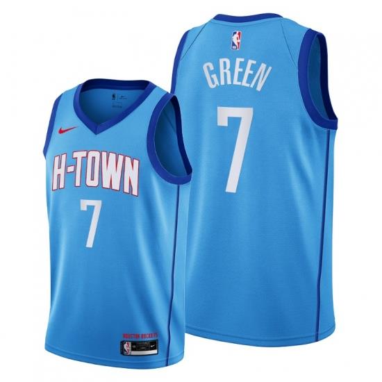 Men Houston Rockets 7 Jalen Green Blue Jersey 2021 NBA