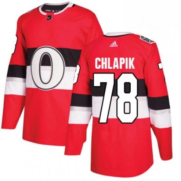 Mens Adidas Ottawa Senators 78 Filip Chlapik Authentic Red 2017 100 Classic NHL Jersey