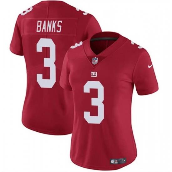 Women New York Giants 3 Deonte Banks Red Vapor Stitched Jersey