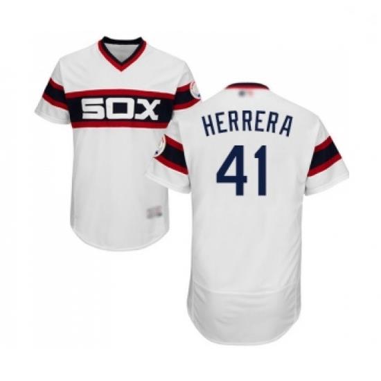 Mens Chicago White Sox 41 Kelvin Herrera White Alternate Flex Base Authentic Collection Baseball Jersey