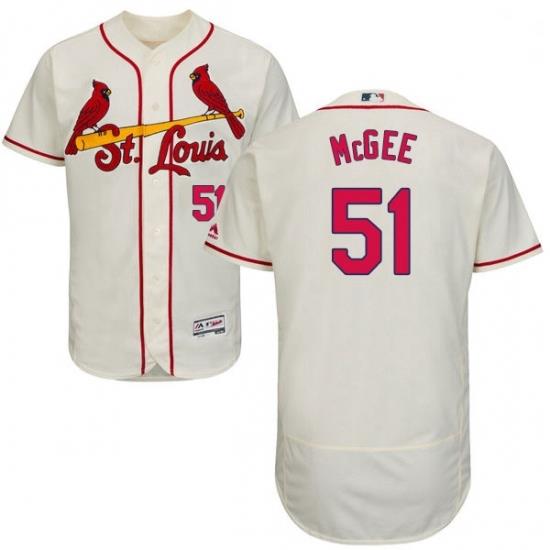 Mens Majestic St Louis Cardinals 51 Willie McGee Cream Alternate Flex Base Authentic Collection MLB Jersey