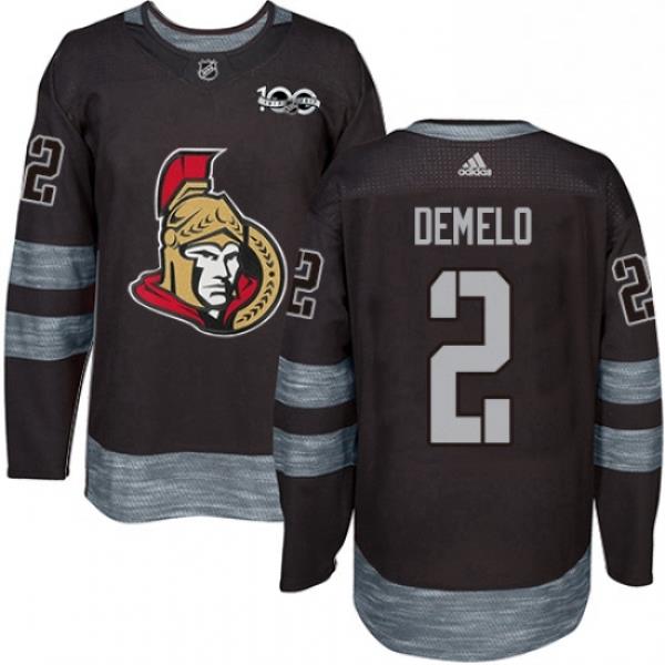 Mens Adidas Ottawa Senators 2 Dylan DeMelo Authentic Black 1917 2017 100th Anniversary NHL Jersey