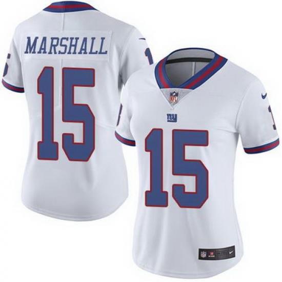 Nike Giants #15 Brandon Marshall White Womens Stitched NFL Limited Rush Jersey