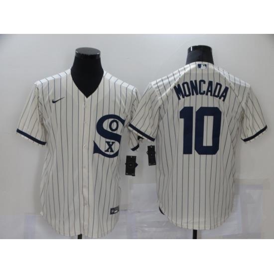 Men Nike Chicago White Sox 10 Yoan Moncada Cream Game 2021 Field of Dreams Jersey