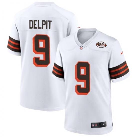 Women Cleveland Browns Grant Delpit #9 White Stitched NFL Jersey