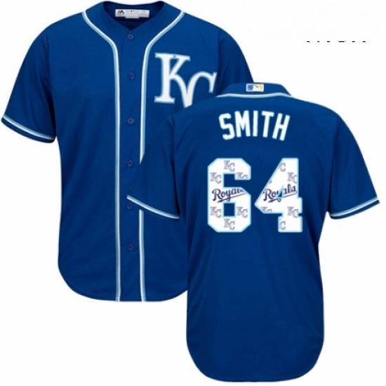 Mens Majestic Kansas City Royals 64 Burch Smith Blue Authentic Blue Team Logo Fashion Cool Base MLB Jersey