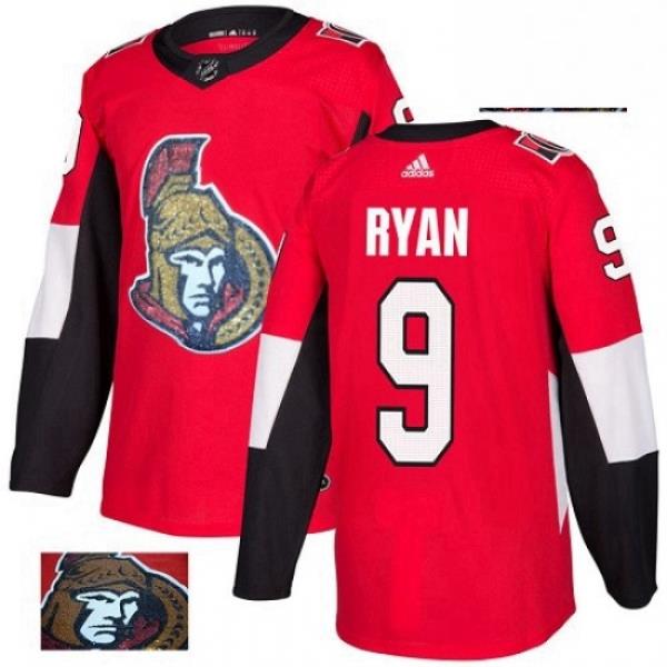 Mens Adidas Ottawa Senators 9 Bobby Ryan Authentic Red Fashion Gold NHL Jersey