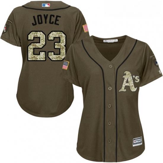 Womens Majestic Oakland Athletics 23 Matt Joyce Authentic Green Salute to Service MLB Jersey