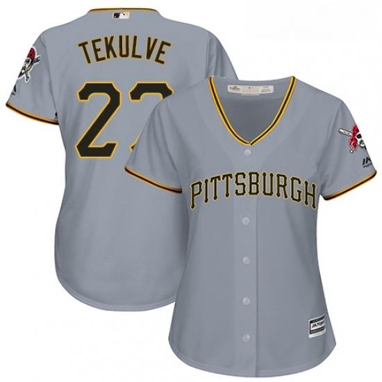 Womens Majestic Pittsburgh Pirates 27 Kent Tekulve Replica Grey Road Cool Base MLB Jersey