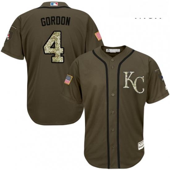 Mens Majestic Kansas City Royals 4 Alex Gordon Authentic Green Salute to Service MLB Jersey