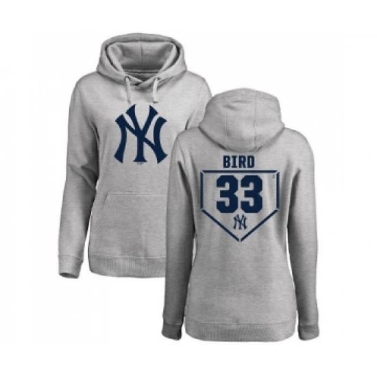 MLB Women Nike New York Yankees 33 Greg Bird Gray RBI Pullover Hoodie