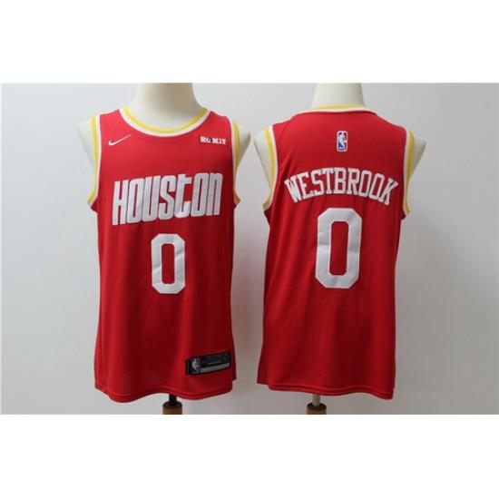 Rockets 0 Russell Westbrook Red Nike Retro Swingman Jersey