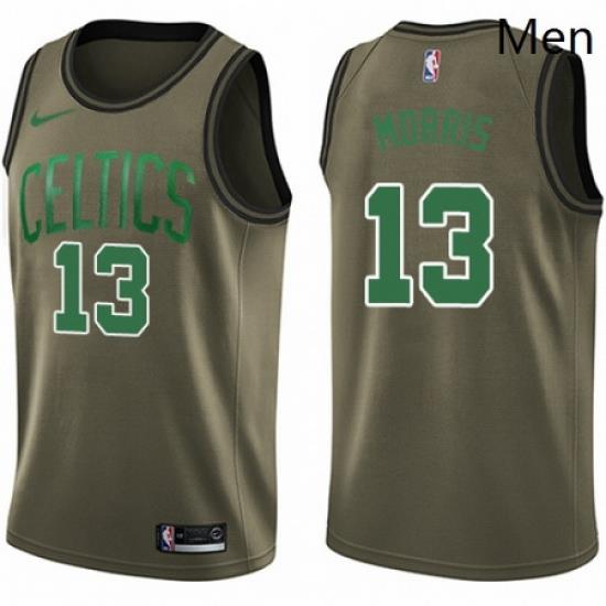 Mens Nike Boston Celtics 13 Marcus Morris Swingman Green Salute to Service NBA Jersey