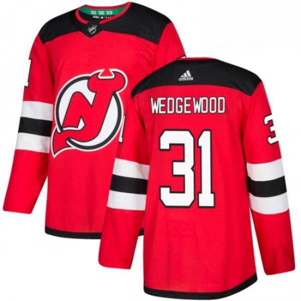 Mens Adidas New Jersey Devils 31 Scott Wedgewood Authentic Red Home NHL Jersey