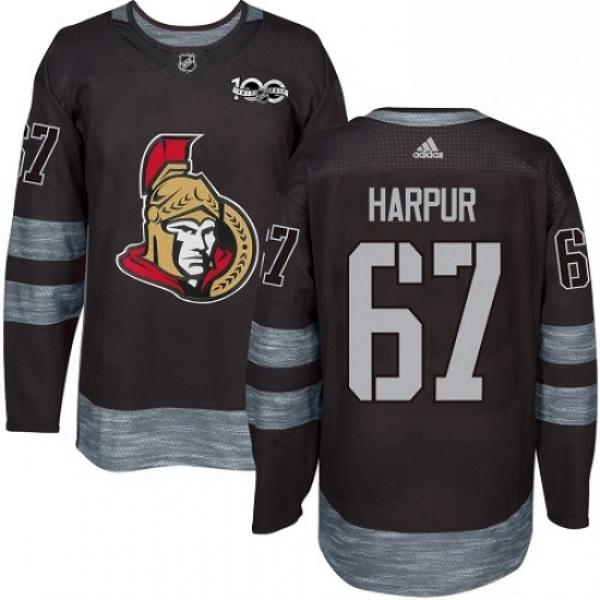 Mens Adidas Ottawa Senators 67 Ben Harpur Authentic Black 1917 2017 100th Anniversary NHL Jersey