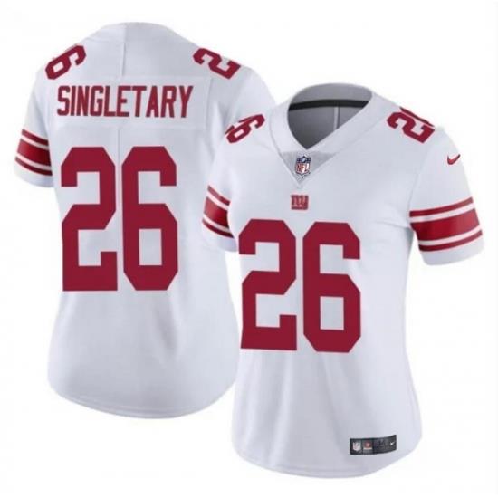 Women New York Giants 26 Devin Singletary White Vapor Stitched Jersey