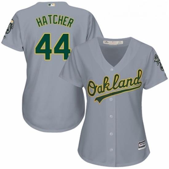 Womens Majestic Oakland Athletics 44 Chris Hatcher Authentic Grey Road Cool Base MLB Jersey