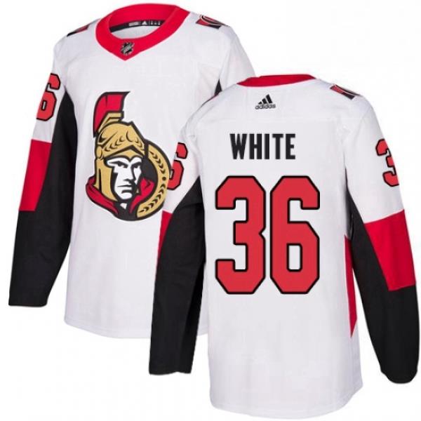 Mens Adidas Ottawa Senators 36 Colin White White Road Authentic Stitched NHL Jersey