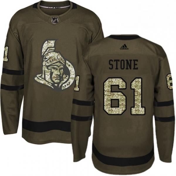 Mens Adidas Ottawa Senators 61 Mark Stone Authentic Green Salute to Service NHL Jersey