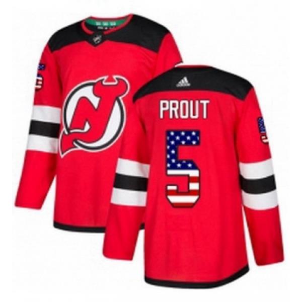 Mens Adidas New Jersey Devils 5 Dalton Prout Authentic Red USA Flag Fashion NHL Jersey