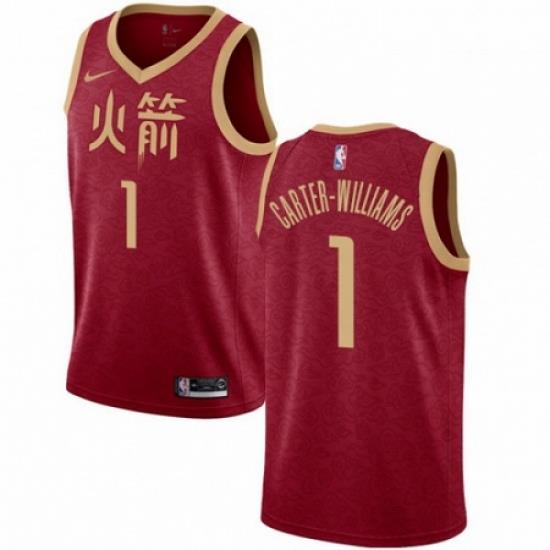 Mens Nike Houston Rockets 1 Michael Carter Williams Swingman Red NBA Jersey 2018 19 City Edition