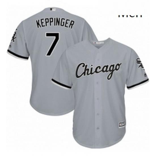 Mens Majestic Chicago White Sox 7 Jeff Keppinger Replica Grey Road Cool Base MLB Jersey