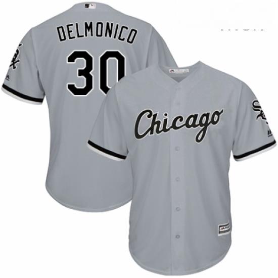 Mens Majestic Chicago White Sox 30 Nicky Delmonico Replica Grey Road Cool Base MLB Jersey