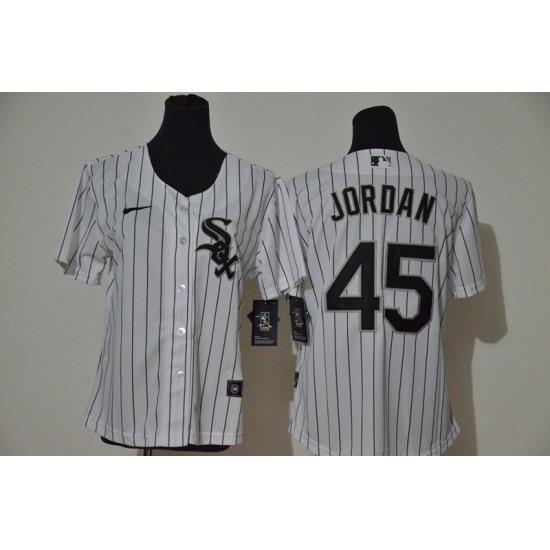 Women White Sox 45 Michael Jordan White Women 2020 Nike Cool Base Jersey