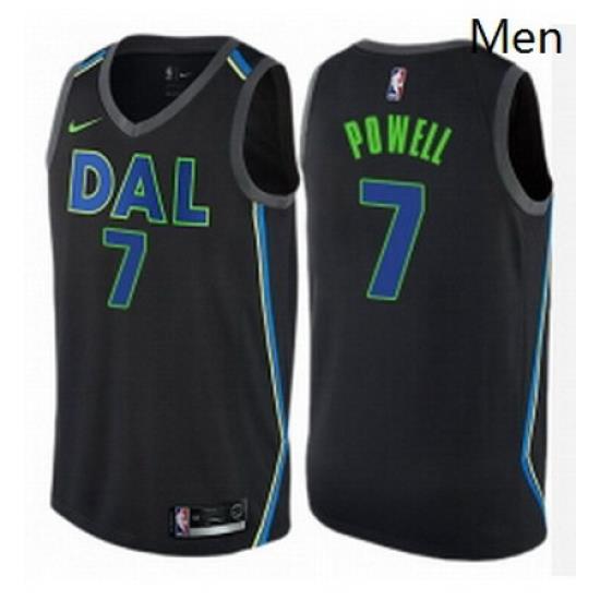 Mens Nike Dallas Mavericks 7 Dwight Powell Swingman Black NBA Jersey City Edition