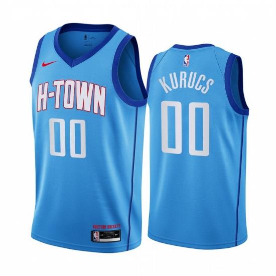 Men Nike Houston Rockets 00 Rodions Kurucs Blue NBA Swingman 2020 21 City Edition Jersey