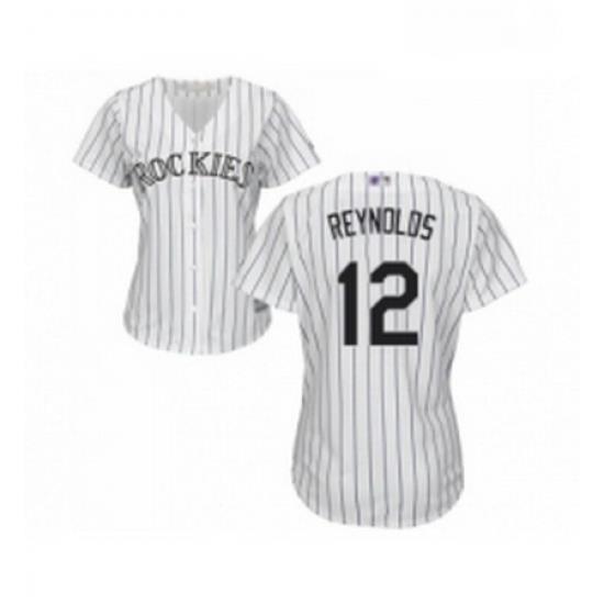 Womens Colorado Rockies 12 Mark Reynolds Replica White Home Cool Base Baseball Jersey