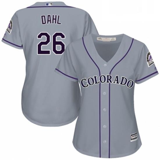 Womens Majestic Colorado Rockies 26 David Dahl Replica Grey Road Cool Base MLB Jersey